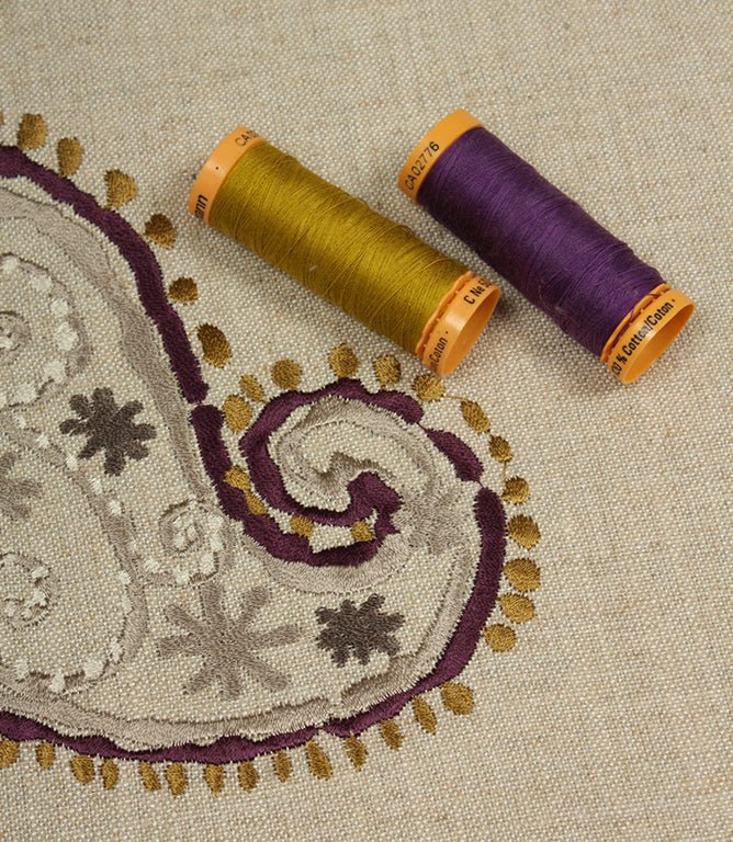 Odalisque Fabric / Linen / Plum - Just Fabrics