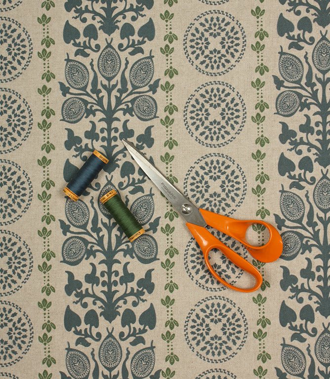 Novelli Fabric / Indigo / Sap Green - Just Fabrics