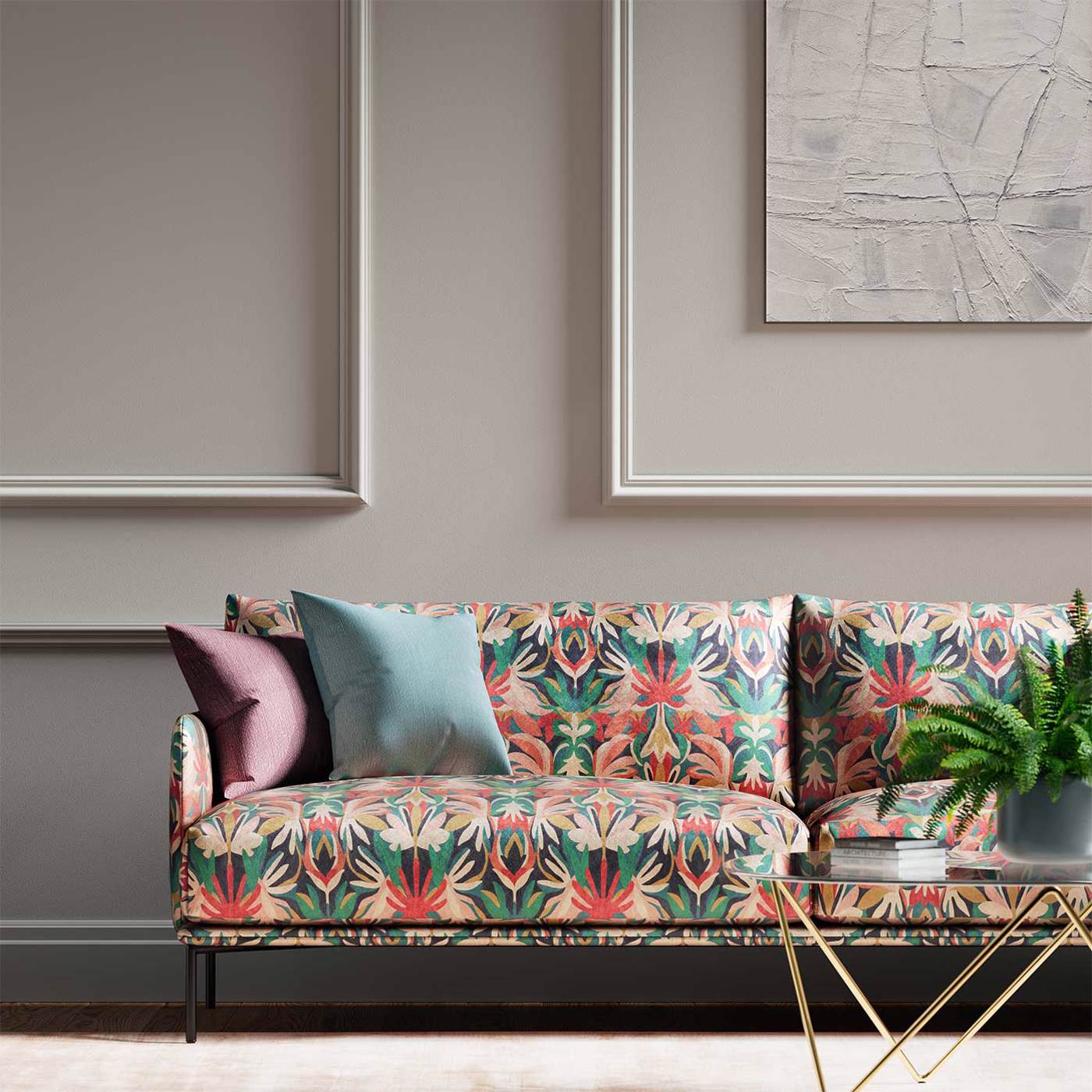 Melora Fabric / Brazilian Rosewood / Ink / Amazonia - Just Fabrics