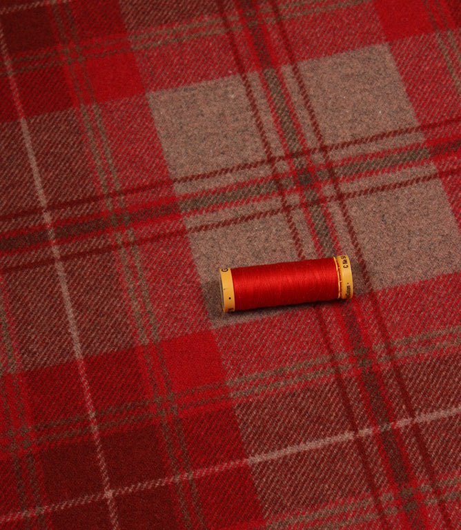 Lewis Wool Fabric / Cranberry - Just Fabrics