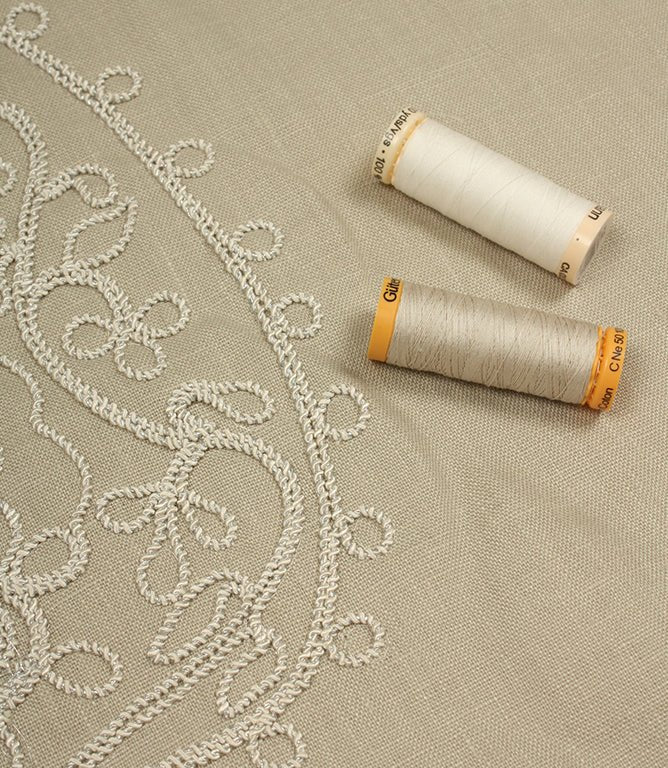 Kashmir Fabric / Grey / Ivory - Just Fabrics