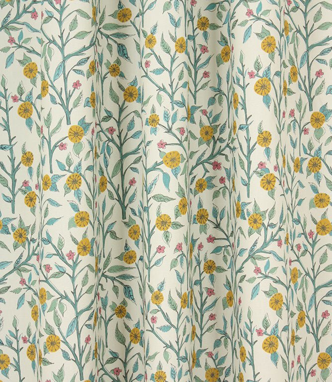 Yamuna Fabric / Teal Cream - Just Fabrics