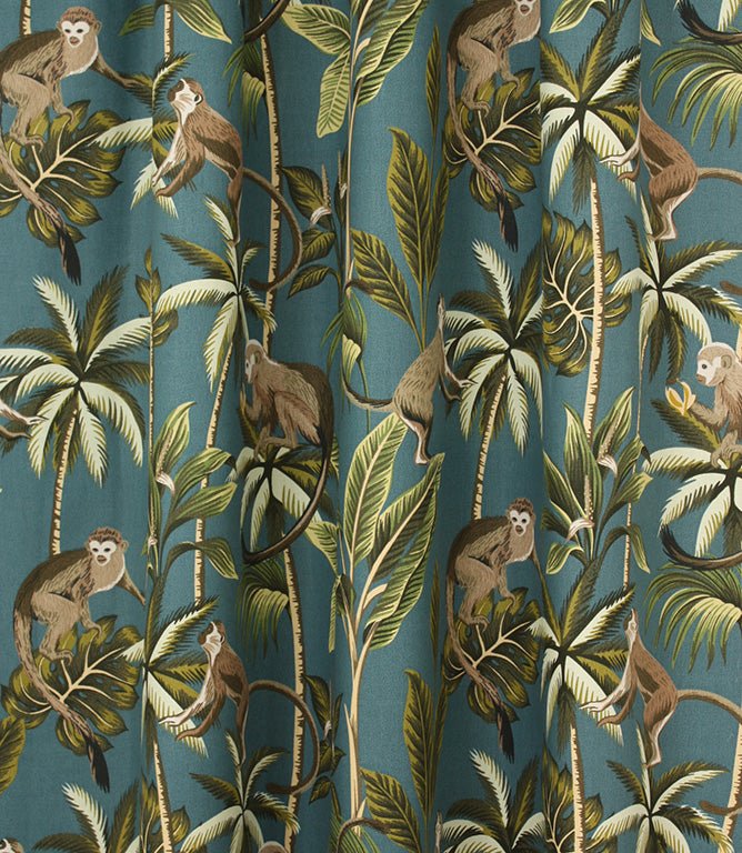 Mr Monkey Fabric / Teal - Just Fabrics
