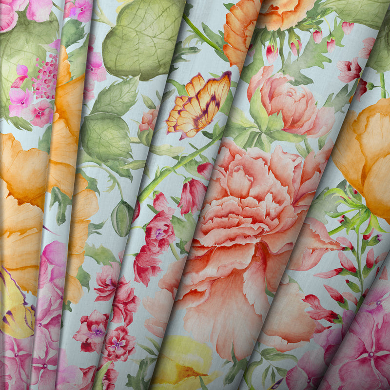 Idalia Fabric / Duck Egg - Just Fabrics