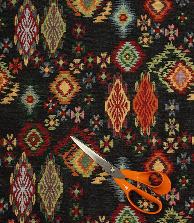 Bohemia Tapestry Fabric / Black - Just Fabrics