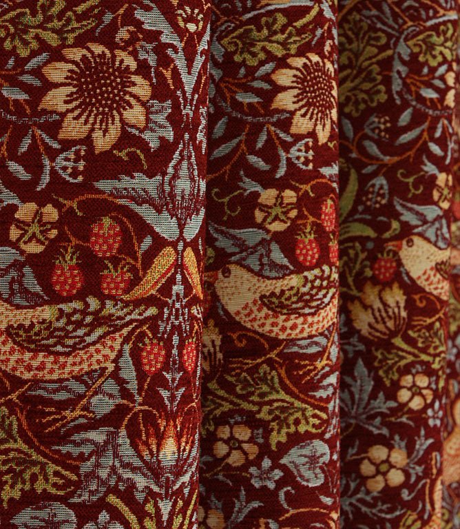 Strawberry Thief Chenille Tapestry Fabric / Wine - Just Fabrics