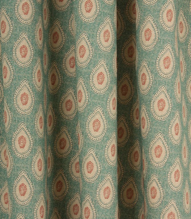 Evie Fabric / Soft Red / Teal - Just Fabrics