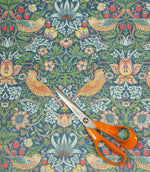 Strawberry Thief Linen Fabric / Blue - Just Fabrics