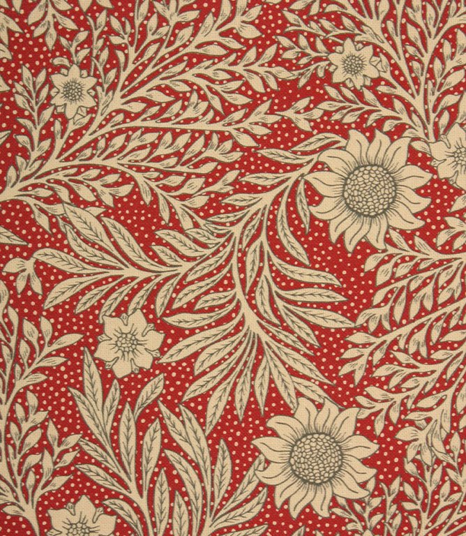 Saltram Floral Acrylic Fabric / Red - Just Fabrics