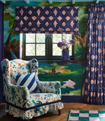 Wonderland Floral Fabric / Lapis / Emerald / Carnelian - Just Fabrics