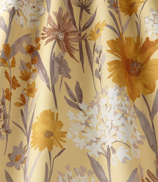 Fleur FR Upholstery Fabric / Ochre - Just Fabrics