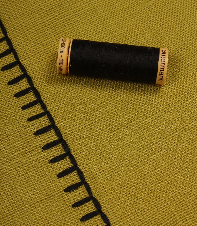 Stitched Up Fabric / Lime / Noir - Just Fabrics