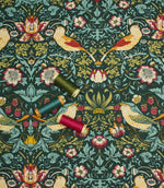 Strawberry Thief Fabric / Dark Green - Just Fabrics