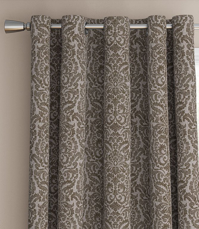 Hazel Damask Fabric / Taupe - Just Fabrics