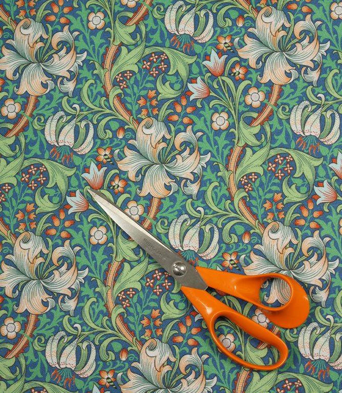 Golden Lily Outdoor Fabric / French Blue - Just Fabrics