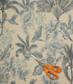 Aviary Toile Fabric / Blue - Just Fabrics