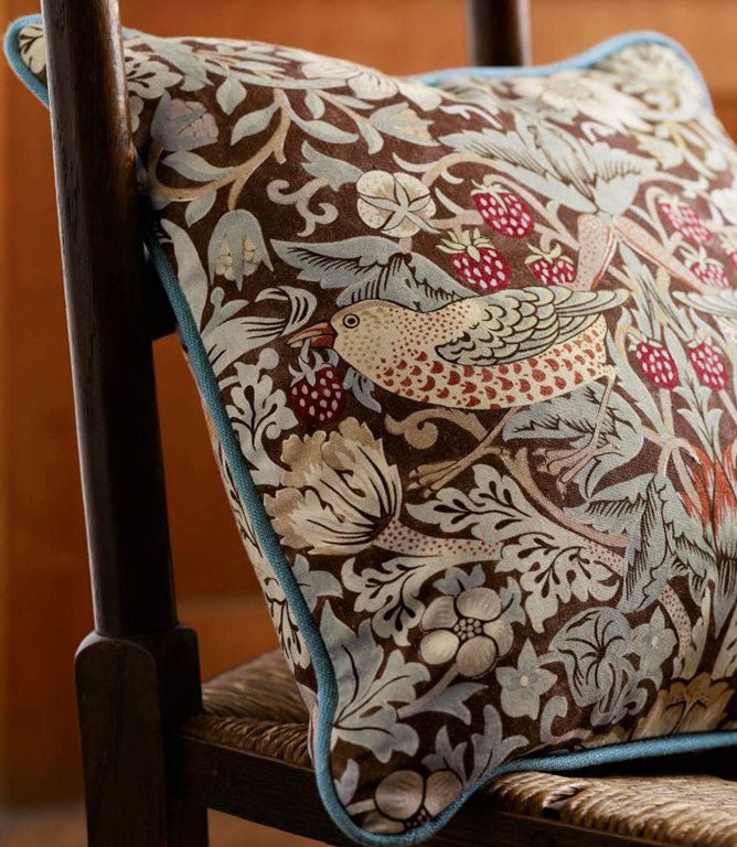 Strawberry Thief Fabric / Chocolate / Slate - Just Fabrics