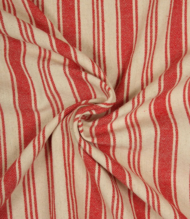 Aldsworth Stripe Fabric / Red - Just Fabrics
