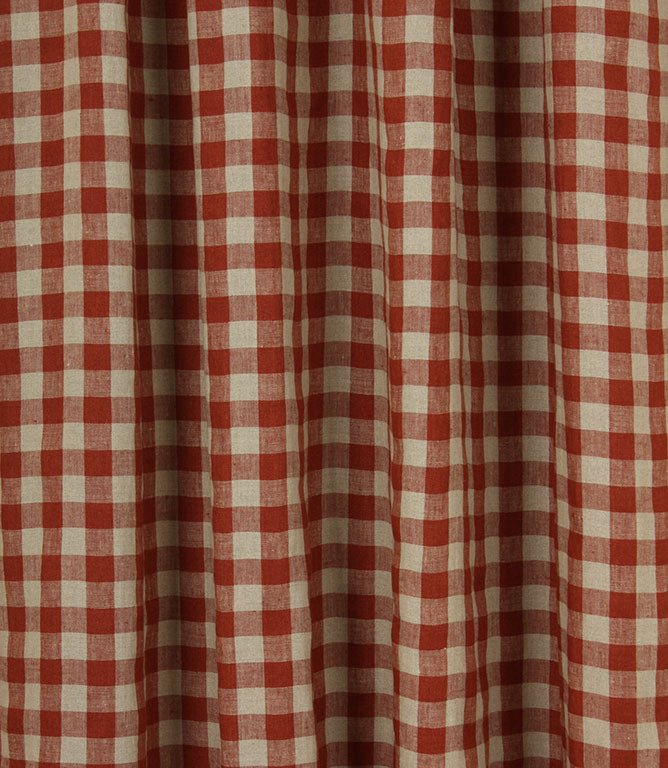 Cotswold Linen Check Fabric / Terracotta - Just Fabrics