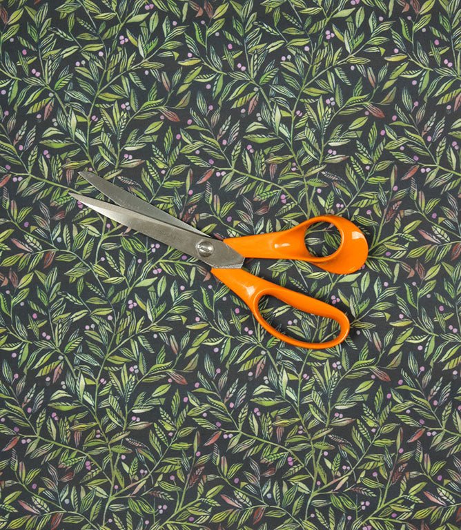 Torquay Lomond Fabric / Olive / Navy - Just Fabrics