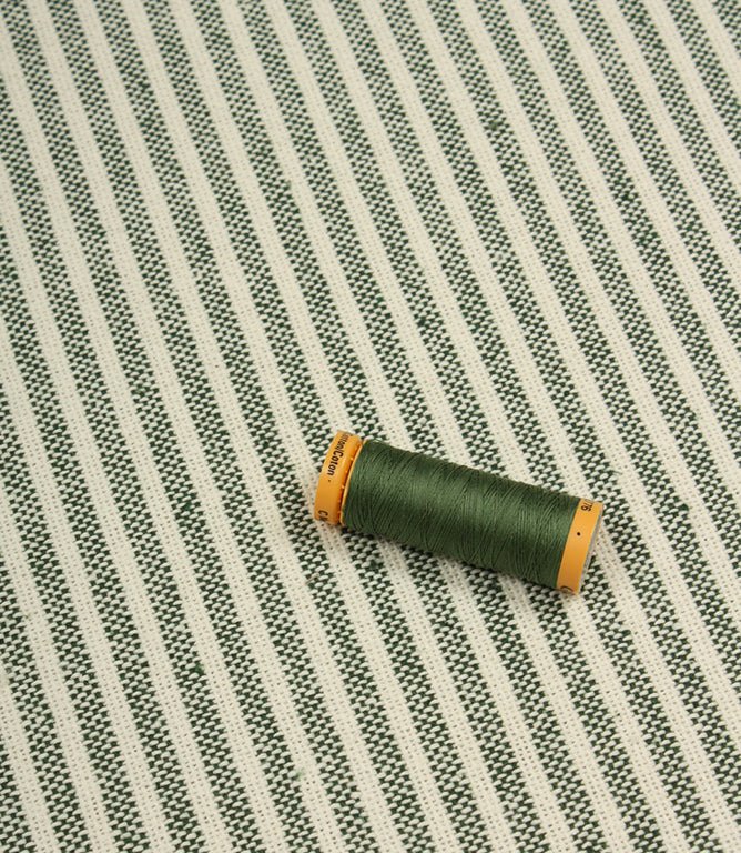 Sandbank Stripe Fabric / Bottle Green - Just Fabrics