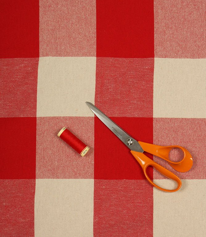 Aldsworth Chunky Check Fabric / Red - Just Fabrics