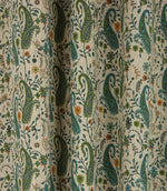 Rebecca Linen Paisley Fabric / Ocean Blue / Lime - Just Fabrics