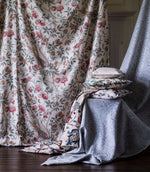 Abbeville Fabric / Blue / Ivory - Just Fabrics