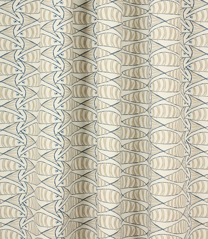 Cornish Sardines Fabric / Beige - Just Fabrics