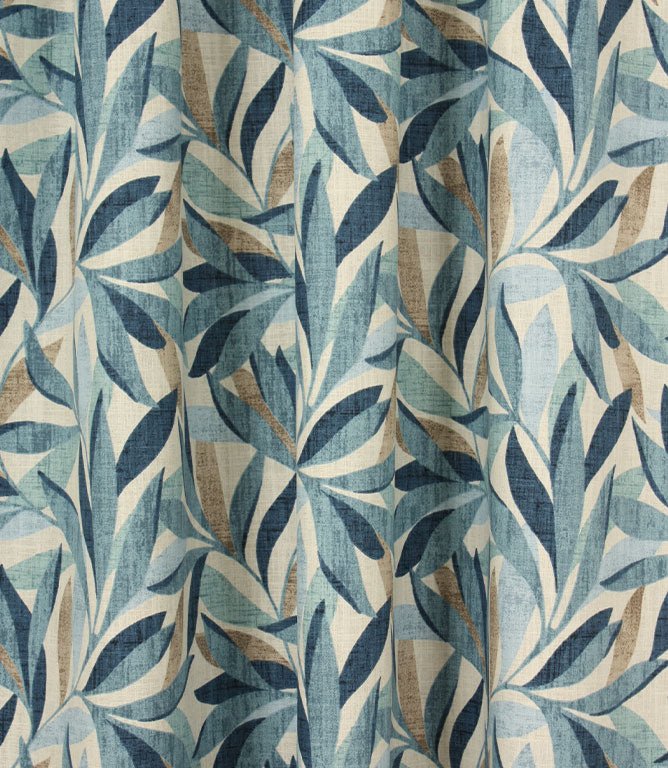 Island Leaves Fabric / Ashley Blue - Just Fabrics