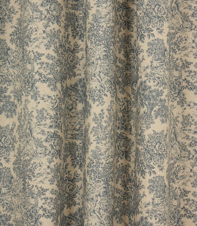 Zen Toile Linen Fabric / Marine - Just Fabrics