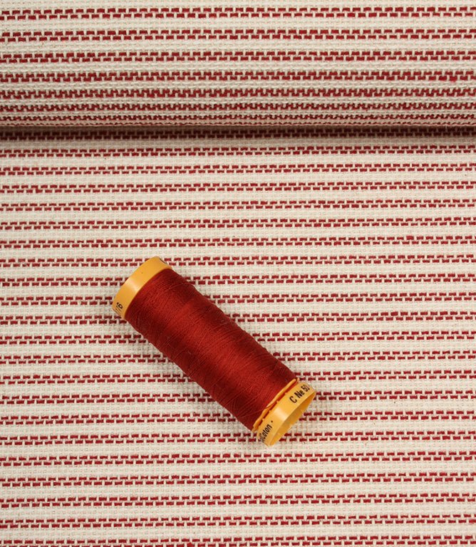 Highbury Stripe Fabric / Red - Just Fabrics