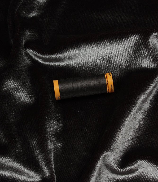Emerald Velvet Fabric / Charcoal - Just Fabrics