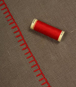 Stitched Up Fabric / Slate / Red - Just Fabrics