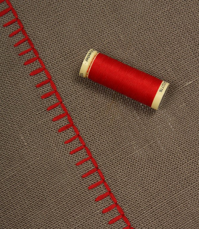 Stitched Up Fabric / Slate / Red - Just Fabrics
