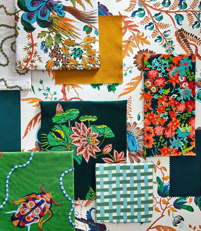 Basket Weave Fabric / Emerald / Aquamarine - Just Fabrics