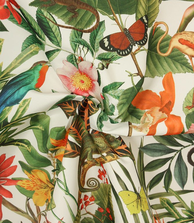 Lima Jungle Outdoor Fabric / White - Just Fabrics