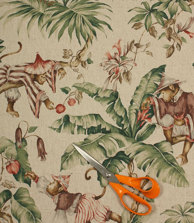 Macaques Fabric / Green - Just Fabrics