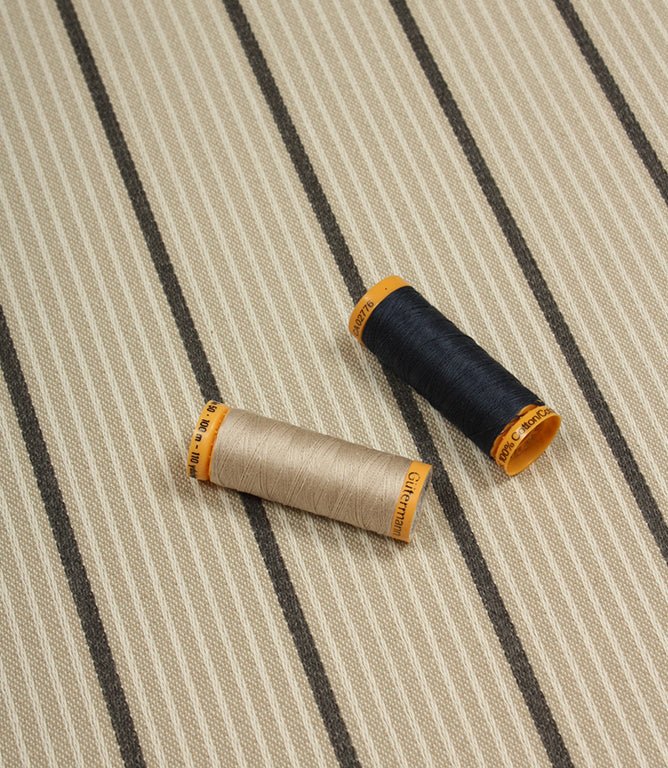 Baltimore Stripe FR Fabric / Stone / Navy - Just Fabrics