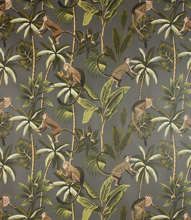 Mr Monkey Matt PVC Fabric / Grey - Just Fabrics