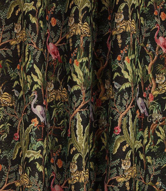 Jungle Tapestry Fabric / Black - Just Fabrics