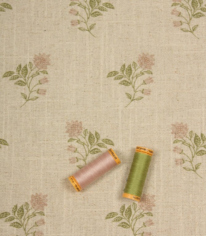 Meadow Blossom Fabric / Blush / Sage Green - Just Fabrics