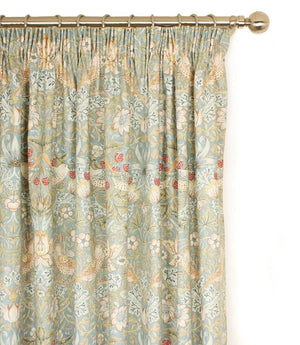 Strawberry Thief Slate Pencil Pleat Curtains