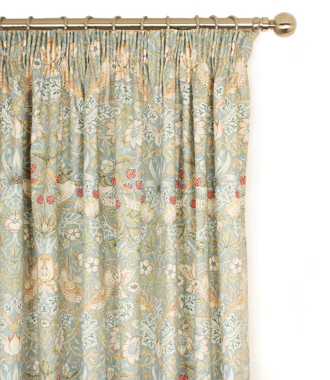 Strawberry Thief Slate Pencil Pleat Curtains - Just Fabrics