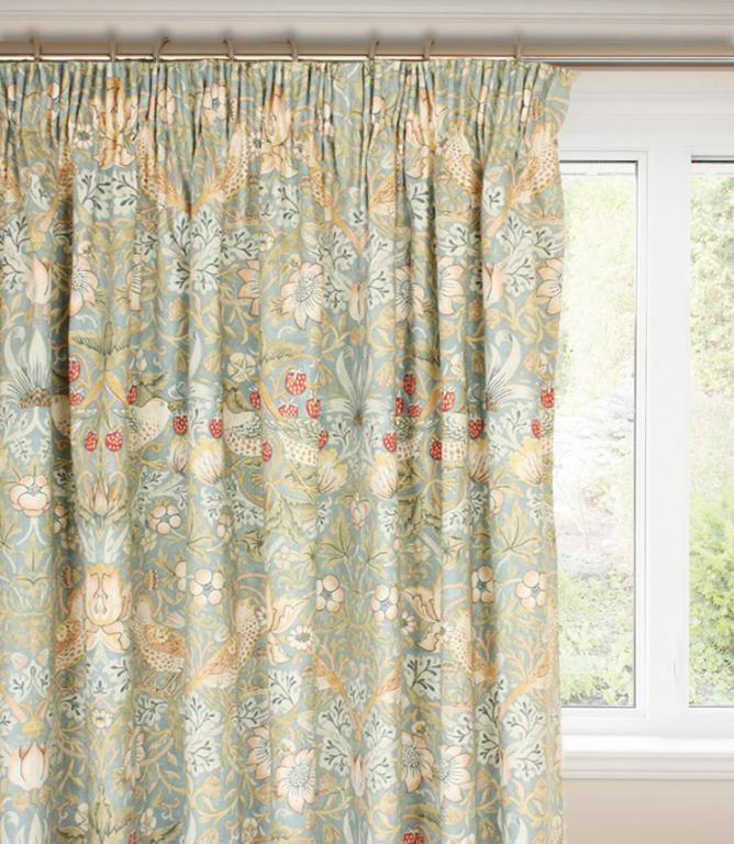 Strawberry Thief Slate Pencil Pleat Curtains - Just Fabrics