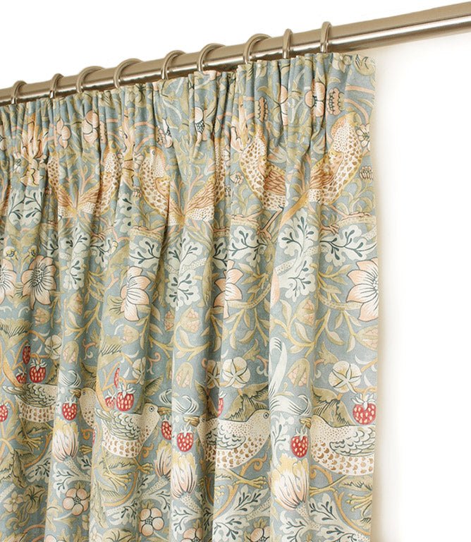 Strawberry Thief Slate Pencil Pleat Curtains - Just Fabrics