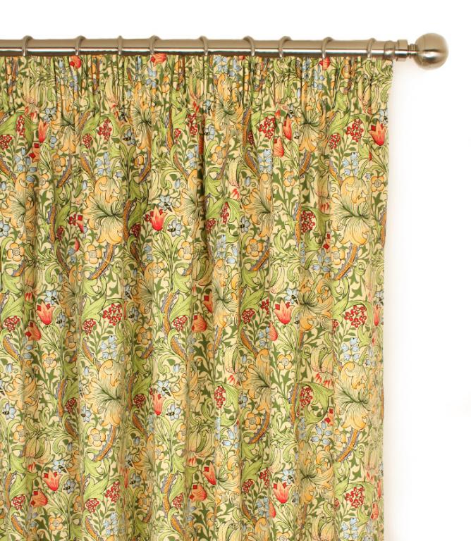 Golden Lily Pencil Pleat Curtains - Just Fabrics