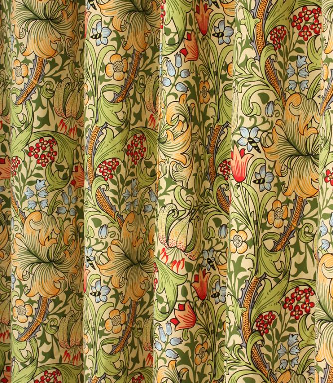 Golden Lily Pencil Pleat Curtains - Just Fabrics