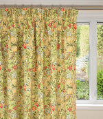 Golden Lily Pencil Pleat Curtains - Just Fabrics