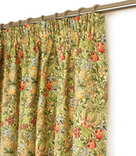 Golden Lily Pencil Pleat Curtains - Just Fabrics